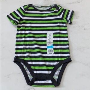 Green grey white striped body suit 18M Unisex